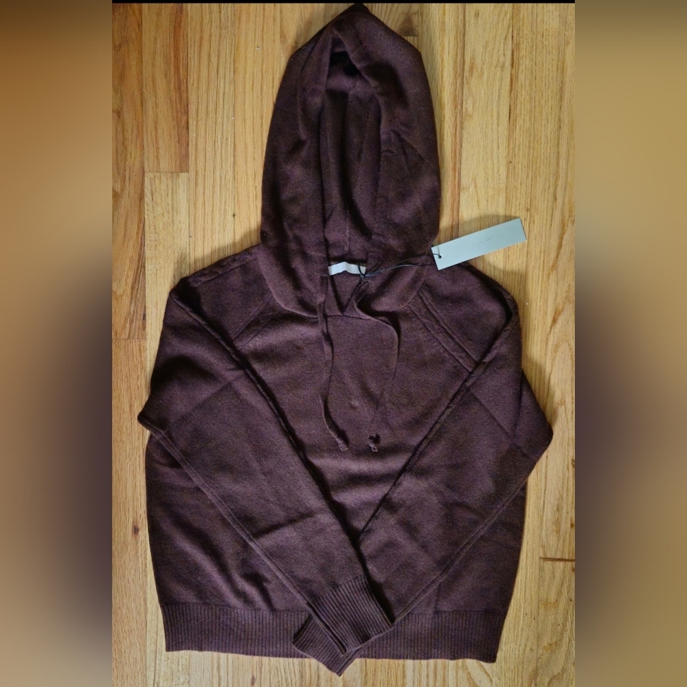 OGD Mac Braided Brown Burgundy Cashmere Hoodie Women's Size XS